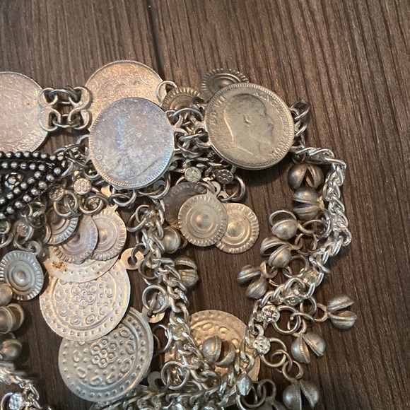 Vintage Silver Metal Belly Dance Belt with headpiece and earrings - Picture 4 of 8